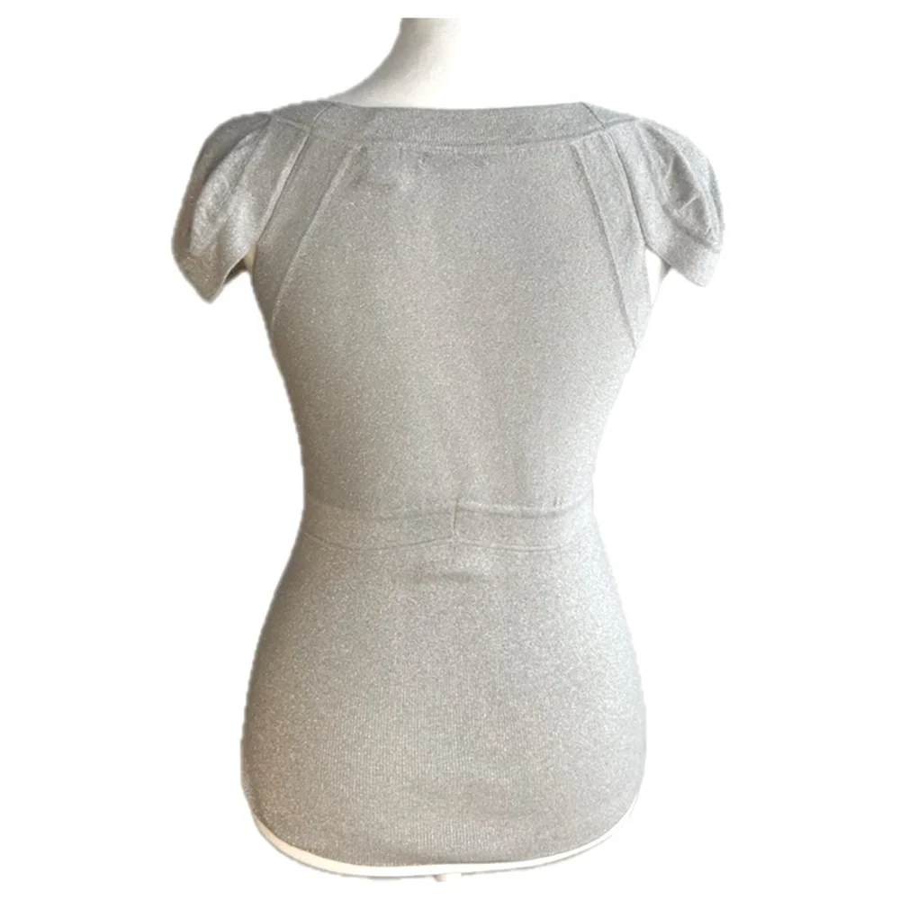 Vintage Moda International Metallic Silver Cap Sleeve Top - Picture 2 of 7